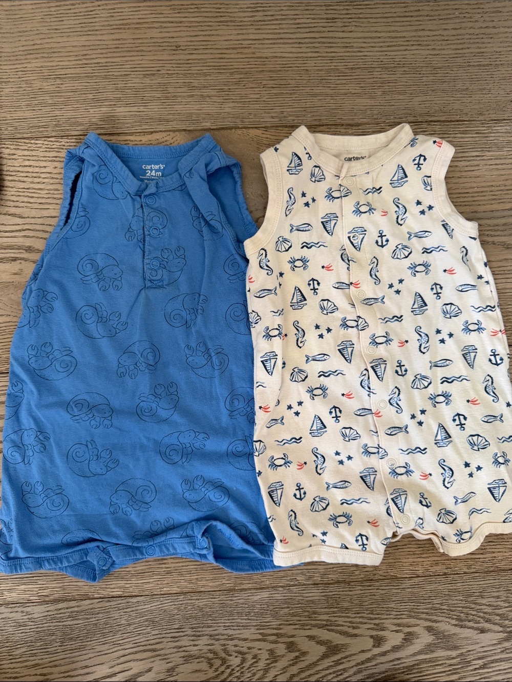 Bundle Set Carters Blue Rompers 24 Months - Picture 2 of 5